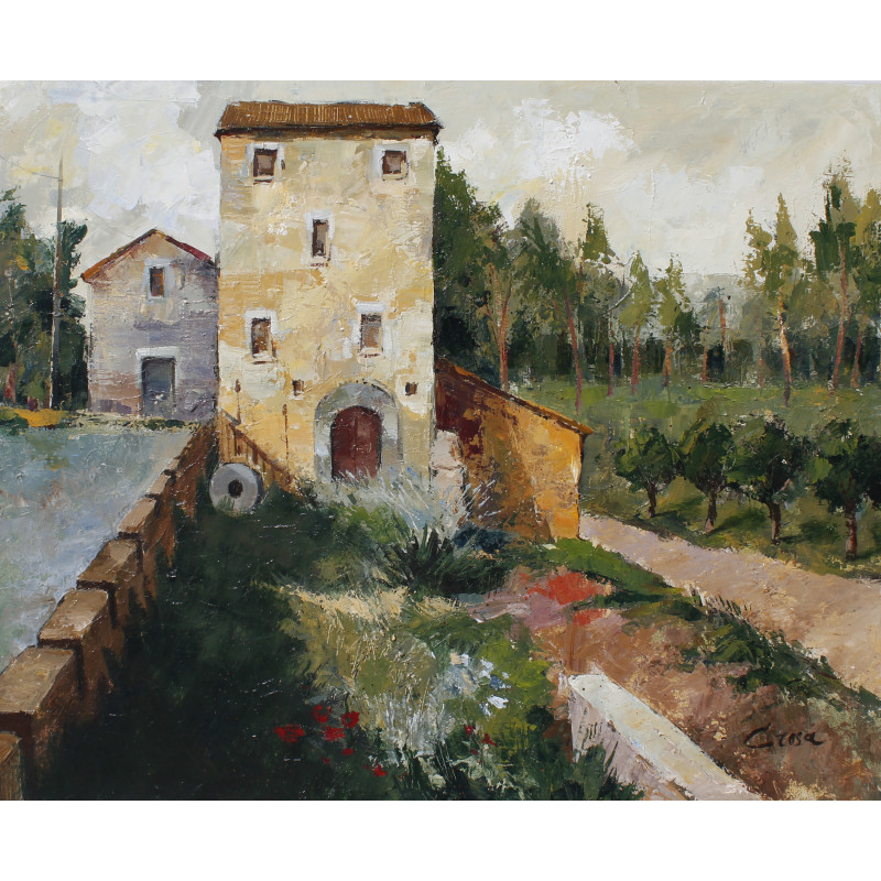 55-MOLINO VIEJO (Torres de Segre), acrílico sobre lienzo 81x100 cm.