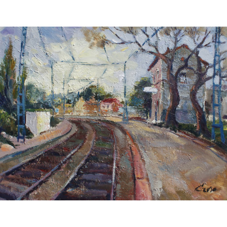 8-ALMACELLAS, vias del tren, (Lleida) acrílico sobre lienzo 89x116 cm.