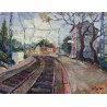 8-ALMACELLAS, vias del tren, (Lleida) acrílico sobre lienzo 89x116 cm.