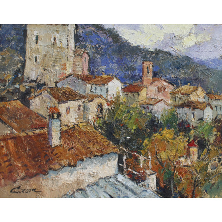 Pueblo, acrílico sobre lienzo 73x92 cm.