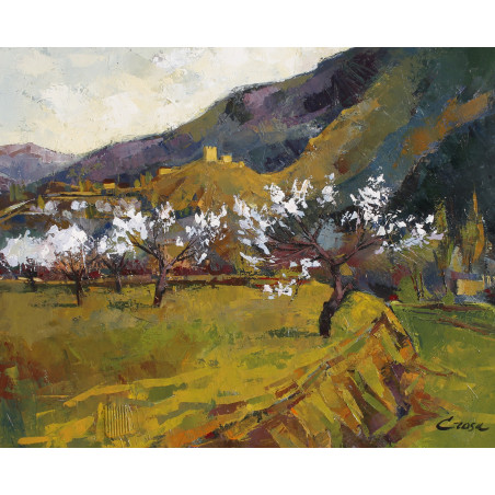 104-Floración de los almendros, acrílico sobre tela 60x73 cm.