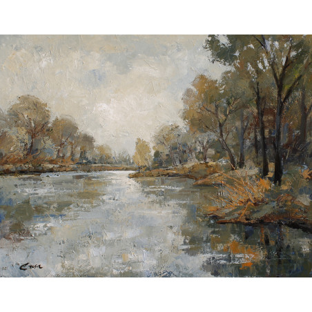 108-Rio Segre en invierno, acrílico sobre lienzo 73x92 cm.