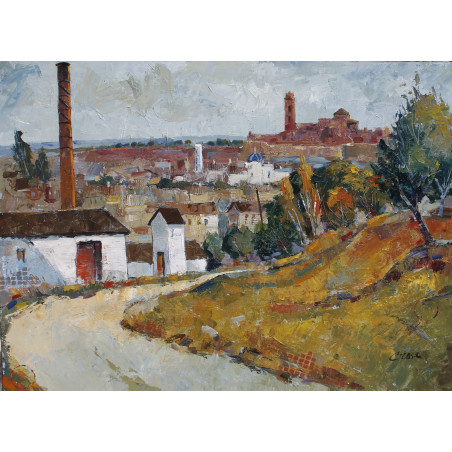107-La Seu Vella (Lleida), acrílico sobre madera 73x100 cm.