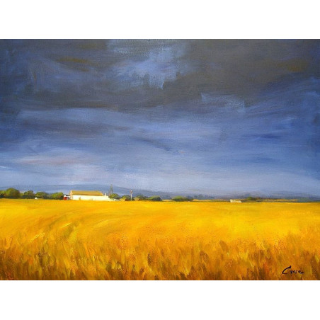 121-Campos de Alfés (Lleida) acrílico sobre tela 130x97cm.