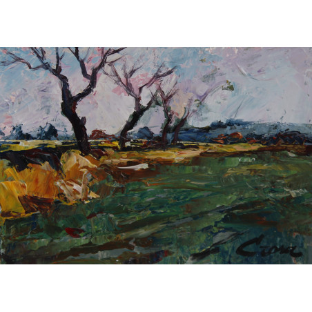 213-ALMENDROS acrílico-cartón preparado 16x22 cm