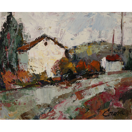 222-CASA acrílico sobre cartón de paspertú 27,5x22 cm