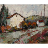 222-CASA acrílico sobre cartón de paspertú 27,5x22 cm