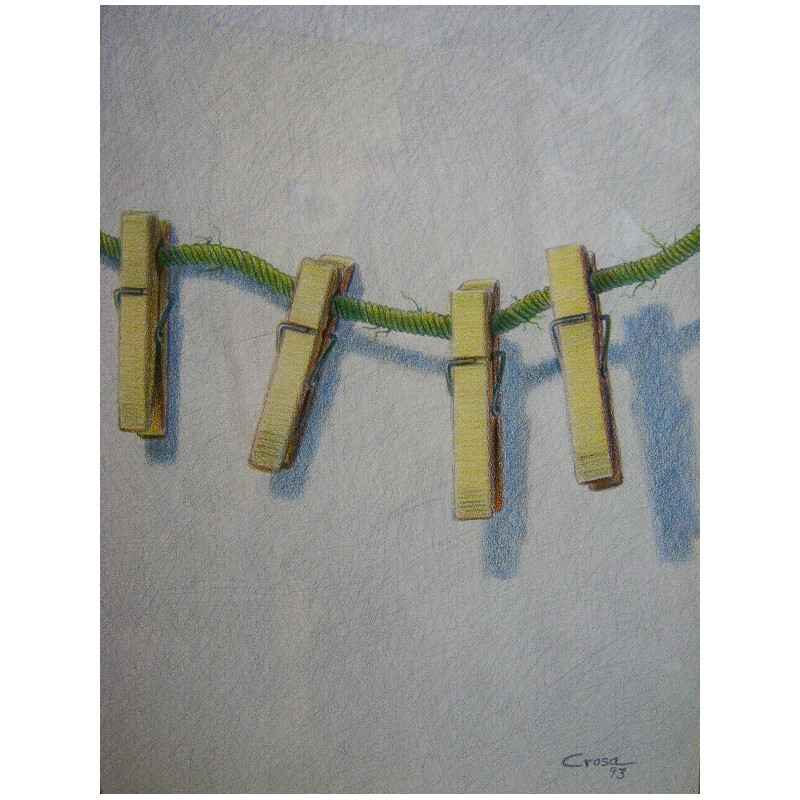 112-PINZAS, lápices de colores sobre papel Arches 33x24 cm.