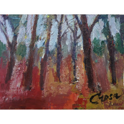 240-BOSQUE EN OTOÑO, acrílico 22x27 cm aprox