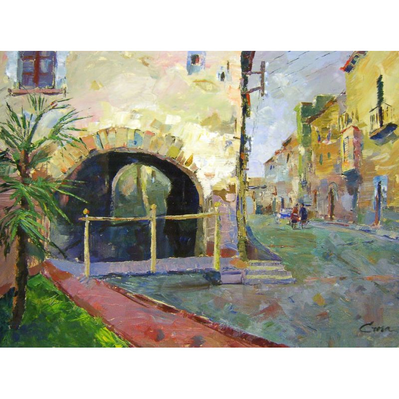 20-CALLE DE AITONA (Lleida) acrílico sobre lienzo 89x116 cm.