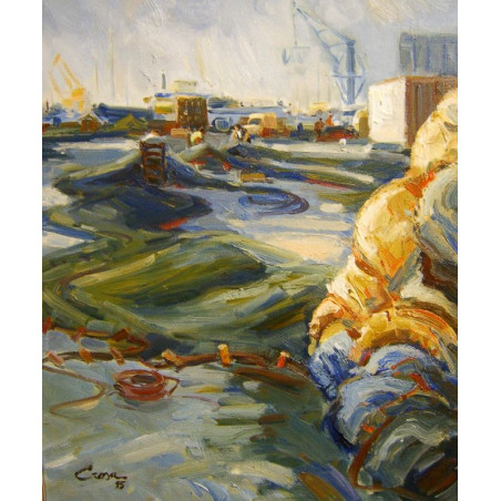 111-PUERTO de Tarragona, óleo sobre lienzo 55x46 cm.