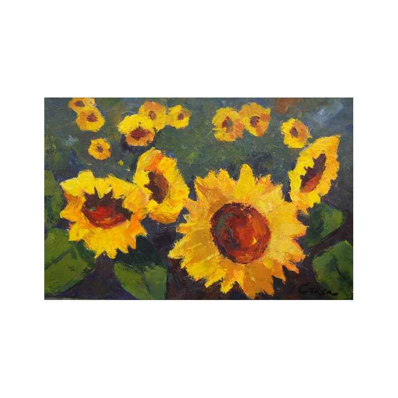 119-GIRASOLES - II acrílico sobre lienzo 46x55x3,5 cm