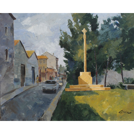 Alcarràs (creu de terme), acrílico sobre tela 81x100 cm.