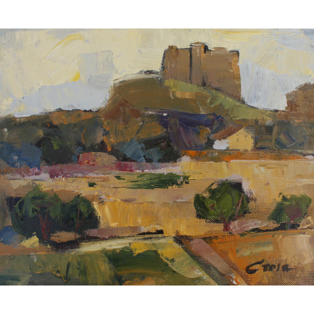 27-CASTILLO DE MONZÓN - I (Huesca), acrílico sobre lienzo 22x27 cm.