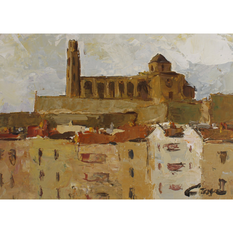 52-LA SEU VELLA, (Lleida) acrílico sobre superficie consistente y estable 21x30 cm