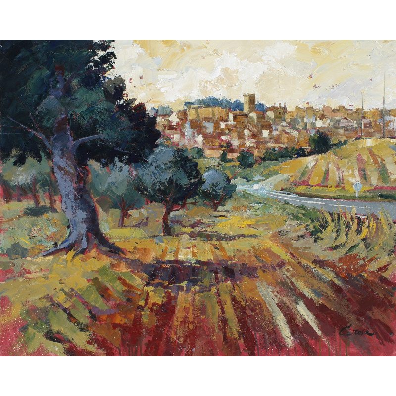 Arbeca, panorámica acrílico sobre tela 81x100 cm.