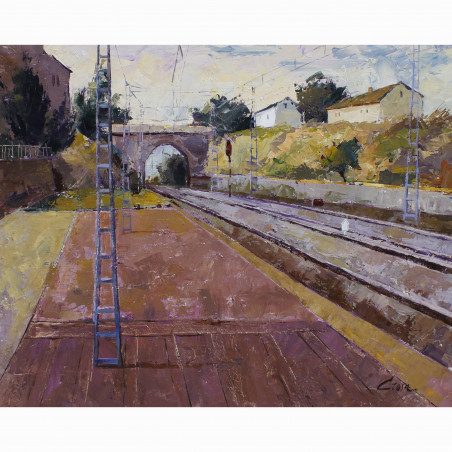 Estación de Binefar II, acrílico sobre tela 81x100 cm.