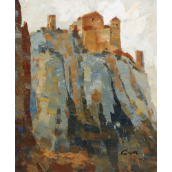 Monasterio de Alquezar, acrílico sobre tela 55x46 cm.