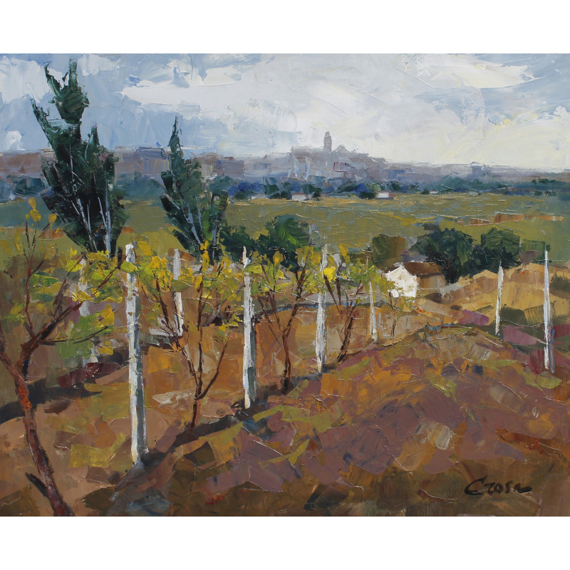 67-Panorámica de Lleida, acrílico sobre lienzo 60x73 cm.